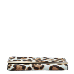 ジミーチュウ レオパード チェーン ウォレット 長財布 ブルー ブラウン ブラック ハラコ レザー レディース JIMMY CHOO 【中古】