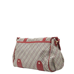 バーバリー ノバチェック ショルダーバッグ ベージュ レッド ナイロン レザー レディース BURBERRY 【中古】