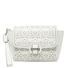 コーチ テイラー アイレット クラッチバッグ ホワイト レザー レディース COACH 【中古】