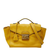 プラダ サウンドロック ハンドバッグ ショルダーバッグ 2WAY イエロー ヴィッテロダイノレザー レディース PRADA 【中古】