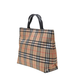 バーバリー ノバチェック ハンドバッグ トートバッグ ベージュ ブラック ナイロン レザー レディース BURBERRY 【中古】