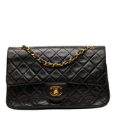 シャネル マトラッセ25 ココマーク チェーン ショルダーバッグ Wフラップ ブラック ラムスキン レディース CHANEL 【中古】
