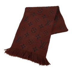 ルイ ヴィトン モノグラム エシャルプ ロゴマニア マフラー ブラウン ブラック ウール シルク レディース LOUIS VUITTON 【中古】