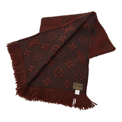 ルイ ヴィトン モノグラム エシャルプ ロゴマニア マフラー ブラウン ブラック ウール シルク レディース LOUIS VUITTON 【中古】
