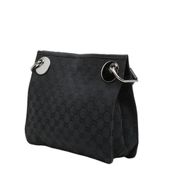 グッチ GGキャンバス 斜め掛け ショルダーバッグ 120841 ブラック キャンバス レザー レディース GUCCI 【中古】