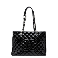 シャネル ココマーク GSTトート チェーン ショルダーバッグ ブラック パテントレザー レディース CHANEL 【中古】