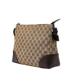 グッチ GGキャンバス 斜め掛け ショルダーバッグ 114273 ブラウン キャンバス レザー レディース GUCCI 【中古】
