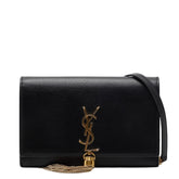 サンローラン YSLロゴ タッセル チェーン ウォレット ショルダーバッグ 452159 ブラック レザー レディース SAINT LAURENT 【中古】