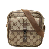 グッチ GGキャンバス 斜め掛け ショルダーバッグ 90470 ベージュ ブラウン キャンバス レザー レディース GUCCI 【中古】