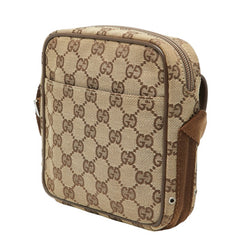 グッチ GGキャンバス 斜め掛け ショルダーバッグ 90470 ベージュ ブラウン キャンバス レザー レディース GUCCI 【中古】
