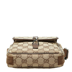 グッチ GGキャンバス 斜め掛け ショルダーバッグ 90470 ベージュ ブラウン キャンバス レザー レディース GUCCI 【中古】