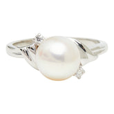 ミキモト 真珠 Pt950 プラチナ アコヤパール8.3mm ダイヤ リング 指輪 レディース MIKIMOTO 12号 【中古】