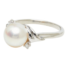 ミキモト 真珠 Pt950 プラチナ アコヤパール8.3mm ダイヤ リング 指輪 レディース MIKIMOTO 12号 【中古】