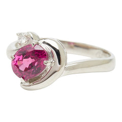 Pt900 プラチナ ガーネット1.32ct ダイヤ0.03ct リング 指輪 レディース 11号 【中古】