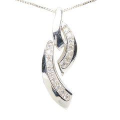 K18WG ホワイトゴールド ダイヤ0.15ct ペンダント ネックレス レディース 【中古】