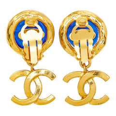 シャネル ココマーク カラーストーン イヤリング ゴールド ブルー メッキ レディース CHANEL 【中古】