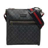 グッチ GGスプリーム 斜め掛け ショルダーバッグ 474137 ブラック PVC レザー メンズ GUCCI 【中古】
