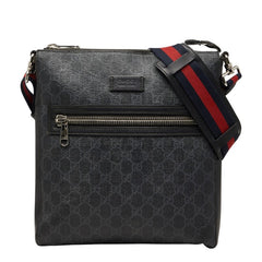 グッチ GGスプリーム 斜め掛け ショルダーバッグ 474137 ブラック PVC レザー メンズ GUCCI 【中古】