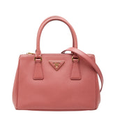 プラダ 三角ロゴプレート ガレリア スモール 2WAY ハンドバッグ ショルダー ピンク サフィアーノレザー レディース PRADA 【中古】