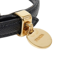 プラダ ブレスレット サイズS 1IB030 ブラック メッキ サフィアーノレザー レディース PRADA 【中古】