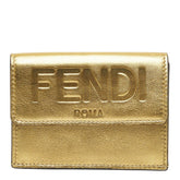 フェンディ 三つ折り財布 コンパクトウォレット ゴールド レザー レディース FENDI 【中古】