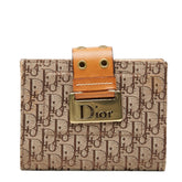 ディオール トロッター ジャガード カードケース 二つ折り ベージュ ブラウン キャンバス レザー レディース Dior 【中古】