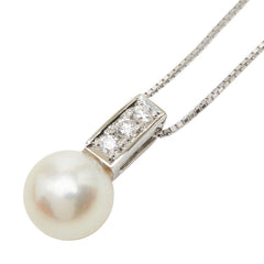 Pt900 プラチナ Pt850 プラチナ アコヤパール8.4mm ダイヤ0.10ct ペンダントトップ ネックレス レディース 【中古】