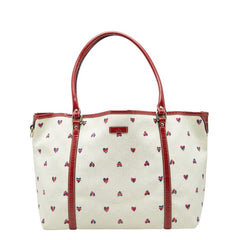 グッチ GGスプリーム ハート トートバッグ 197953 ホワイト レッド ブルー PVC パテントレザー レディース GUCCI 【中古】