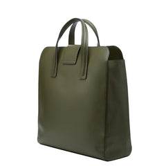 デルヴォー サンプリシーム トートバッグ ビジネスバッグ カーキグリーン レザー メンズ DELVAUX 【中古】