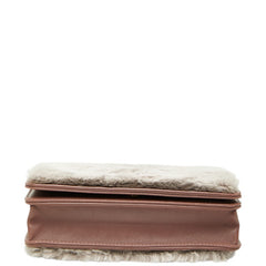 シャネル ココマーク チェーンウォレット ショルダーバッグ グレー ピンク ファー レザー レディース CHANEL 【中古】