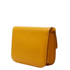 セリーヌ クラシックボックス ミディアム ショルダーバッグ イエロー レザー レディース CELINE 【中古】