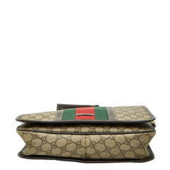 グッチ GGスプリーム シェリーライン メッセンジャーバッグ ショルダーバック 211130 ベージュ ブラウン レザー PVC レディース GUCCI 【中古】