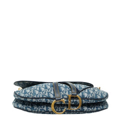 ディオール トロッター サドル ハンドバッグ ブルー系 キャンバス レザー レディース Dior 【中古】