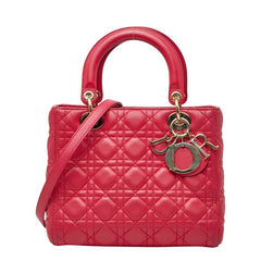 ディオール カナージュ レディディオール ミディアム ハンドバッグ ショルダーバッグ 2WAY ピンク レザー レディース Dior 【中古】