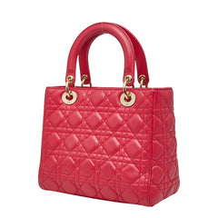 ディオール カナージュ レディディオール ミディアム ハンドバッグ ショルダーバッグ 2WAY ピンク レザー レディース Dior 【中古】