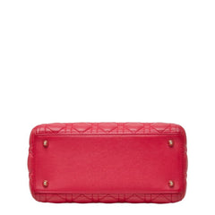 ディオール カナージュ レディディオール ミディアム ハンドバッグ ショルダーバッグ 2WAY ピンク レザー レディース Dior 【中古】