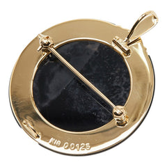 K18YG イエローゴールド ダイヤ0.0125ct メノウカメオ25.4mm オニキス ペンダント ブローチ レディース 【中古】