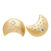 K18YG イエローゴールド ダイヤ0.111ct ダイヤ0.05ct ダイヤ0.123ct ダイヤ0.05ct ムーンモチーフ 月 ピアス レディース 【中古】