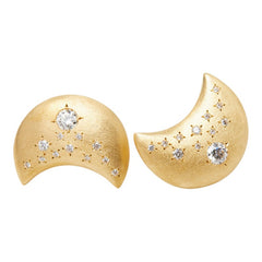 K18YG イエローゴールド ダイヤ0.111ct ダイヤ0.05ct ダイヤ0.123ct ダイヤ0.05ct ムーンモチーフ 月 ピアス レディース 【中古】