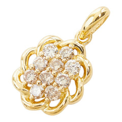 K18YG イエローゴールド ダイヤ0.50ct フラワーモチーフ ペンダントトップ レディース 【中古】
