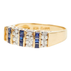 K18YG イエローゴールド Pt900 プラチナ サファイア0.40ct ダイヤ0.10ct リング 指輪 レディース 12号 【中古】