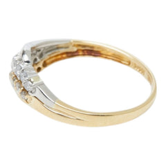 K18YG イエローゴールド Pt900 プラチナ 金ベースコンビ ダイヤ0.30ct リング 指輪 レディース 11.5号 【中古】
