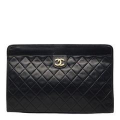 シャネル マトラッセ ココマーク クラッチバッグ ブラック ラムスキン レディース CHANEL 【中古】