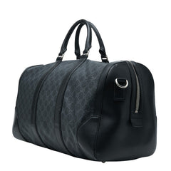 グッチ GGスプリーム ボストンバッグ ショルダーバッグ 2WAY 474131 ブラック グレー PVC レザー メンズ GUCCI 【中古】