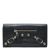 バレンシアガ クラシックコンチネンタル 二つ折り長財布 186194 ブラック レザー レディース BALENCIAGA 【中古】