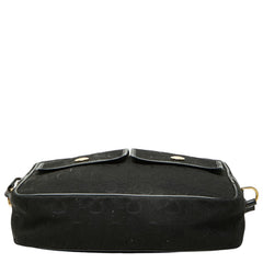 セリーヌ Cマカダム ショルダーバッグ ブラック キャンバス レザー レディース CELINE 【中古】