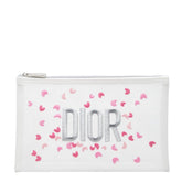 ディオール メッシュ ロゴ ノベルティーポーチ ホワイト ポリエステル レディース Dior 【中古】