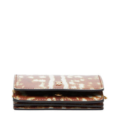 バーバリー 鹿柄 プリント チェーン ショルダー ウォレット ブラウン系 レザー レディース BURBERRY 【中古】