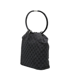 グッチ GGキャンバス ハンドバッグ ワンショルダーバッグ 001 3738 ブラック キャンバス レザー レディース GUCCI 【中古】