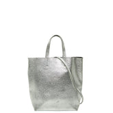 セリーヌ バーティカルカバ スモール ハンドバッグ ショルダーバッグ 2WAY シルバー レザー レディース CELINE 【中古】